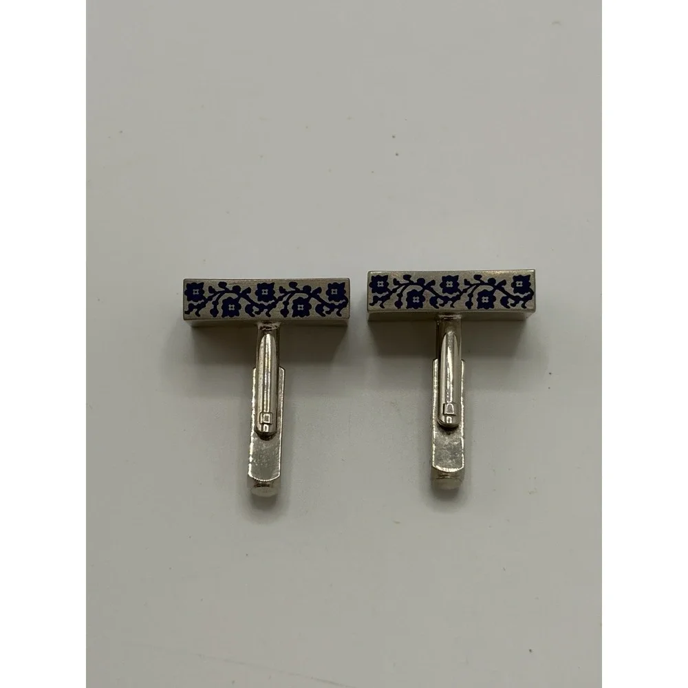 Blue Flowering Vines Quality Vintage TED BAKER Cuff Links simple floral design